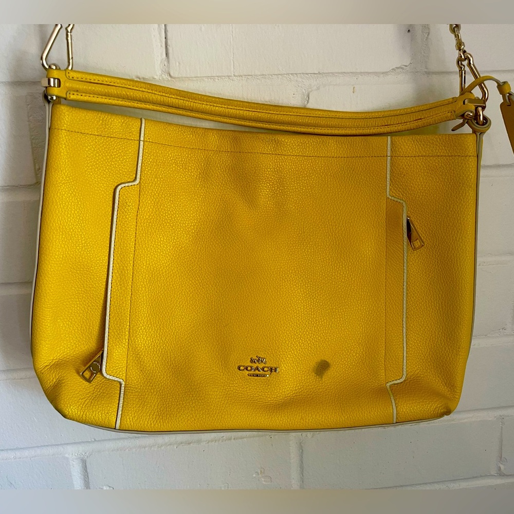 COACH Yellow Crossbody Purse or small laptop bag